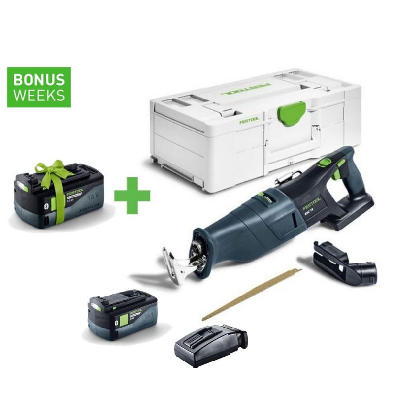 FESTOOL Akku-Säbelsäge RSC 18 EB-Basic + Akkupack BP 18 Li 5,0 HP-ASI + TCL 6 - 576947_A