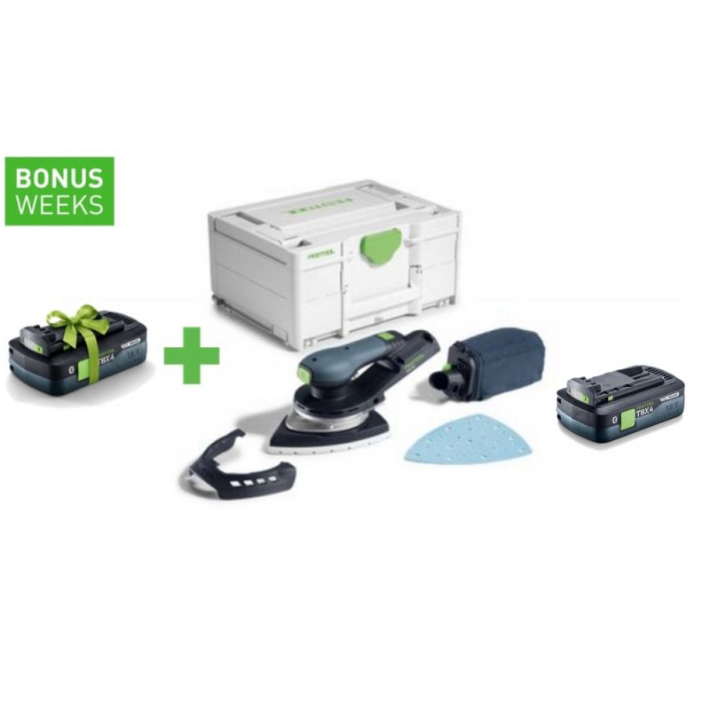FESTOOL Akku-Deltaschleifer DTSC 200-Basic + Tabless Akkupack BP 18 TBX 4 C-ASI - 577713_C