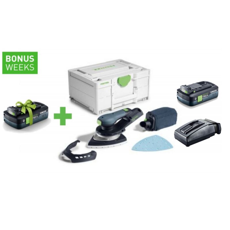 FESTOOL Akku-Deltaschleifer DTSC 200-Basic + Tabless Akkupack BP 18 TBX 4 C-ASI + TCL 6 - 577713_D