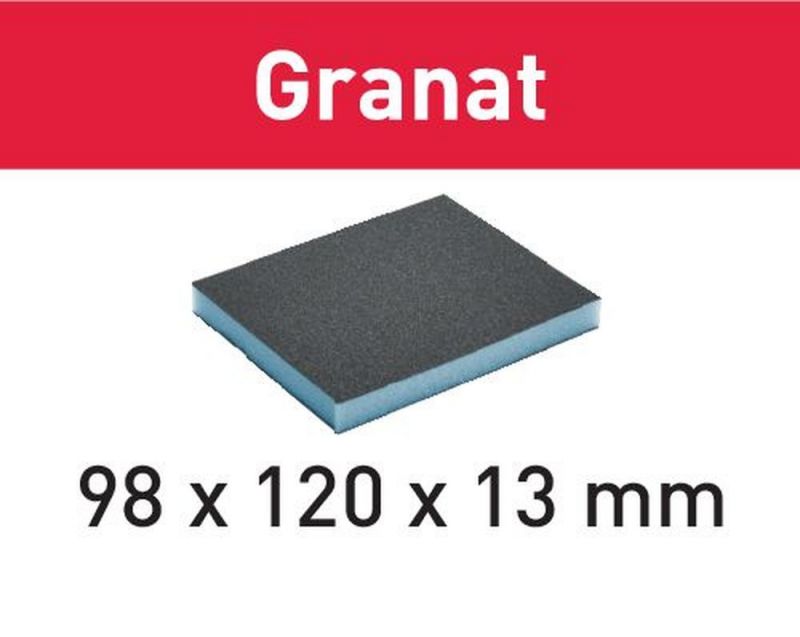 Festool Éponge De Ponçage Granat 98x120x13 Mm Grain 220 - Lot De 6 - Parfaite Pour Surfaces Délicates Et Profils