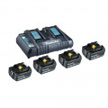 MAKITA Kit source d'alimentation Li 18,0V 5Ah incl. chargeur double et 4 batteries dans une boîte (199483-0)