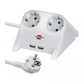 Brennenstuhl Desktop-Power USB-Charger mit 2 USB Ladebuchsen 2100mA 2-fach weiß poliert 1,8m H05VV-F 3G1,5 - 1153520222