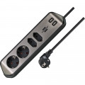 Brennenstuhl estilo Ecksteckdosenleiste mit USB-Ladefunk. 4-fach 2xSchutzkontakt & 2xEuro silber/schwarz - 1153590410
