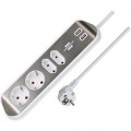 Brennenstuhl estilo Ecksteckdosenleiste mit USB-Ladefunktion 4-fach 2x Schutzkontakt & 2x Euro silber/weiß - 1153590420