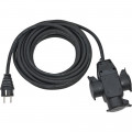 Brennenstuhl Verl.-Kabel 10m H07RN-F3G1,5 schwarz (mit 3-fach Gummikupplung <IP44>) - 1167810301