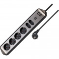 Brennenstuhl estilo Ecksteckdosenleiste mit USB-Ladefunktion 6-fach silber/schwarz - 1153590610