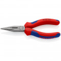 KNIPEX (25 02 140 SB) Flachrundzange mit Schneide (Radiozange) mit Mehrkomponenten-Hüllen schwarz atramentiert