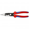 KNIPEX (13 82 200 SB) Elektro-Installationszange mit Mehrkomponenten-Hüllen schwarz atramentiert