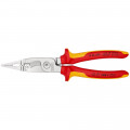 KNIPEX (13 86 200 SB) Elektro-Installationszange isoliert mit Mehrkomponenten-Hüllen, VDE-geprüft verchromt