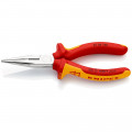 KNIPEX (25 06 160 T) Flachrundzange mit Schneide (Radiozange) isoliert mit Mehrkomponenten-Hüllen, VDE-geprüft verchromt