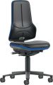 Bimos Arbeitsdrehstuhl (Rollen / Kunstlederpolster schwarz blau) - 9575-MG01-3277