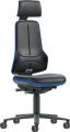 Bimos Arbeitsdrehstuhl (Rollen mit Kopfstütze / Kunstlederpolster schwarz blau) - 9576-MG01-3277