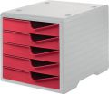 GRAF Ablagebox (5 Schubladen grau/cranberry / Polystyrol H255xB270xT340 mm) - 275-8430.2281