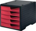 GRAF Ablagebox (5 Schubladen schwarz/cranberry / Polystyrol H255xB270xT340 mm) - 275-8430.2291