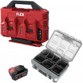 FLEX Doppelladegerät mit 4x 5,0 Ah/18 V + Organizer STACK PACK CA SP 2x 12/18 + 4x AP 18/5.0 + TKL SP SO - 534492
