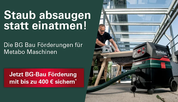 Banner Metabo BG Bau Förderung