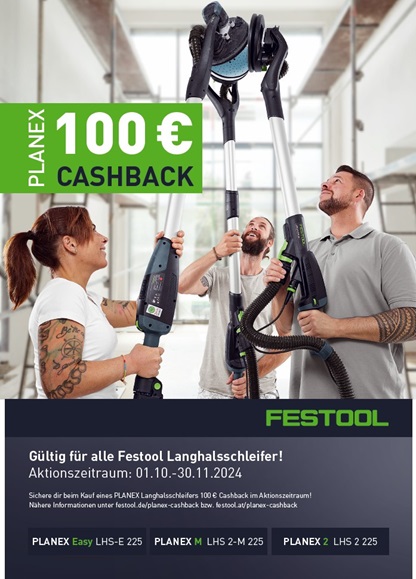 Festool Broschüre über die aktuelle Planex Cashback Aktion 2024