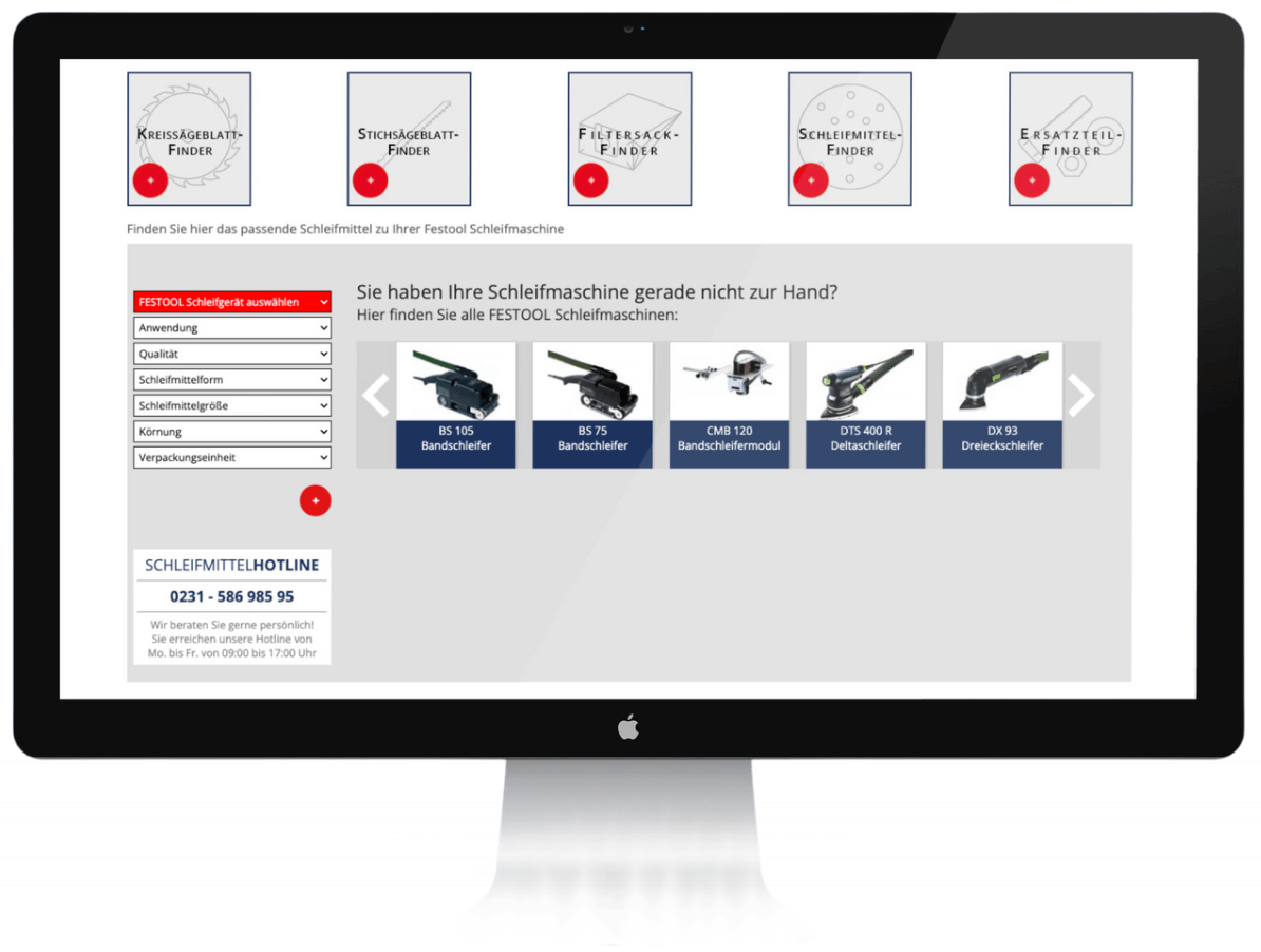 Grafik zeigt prominente Darstellung der Finder-Tools bei Rubart.