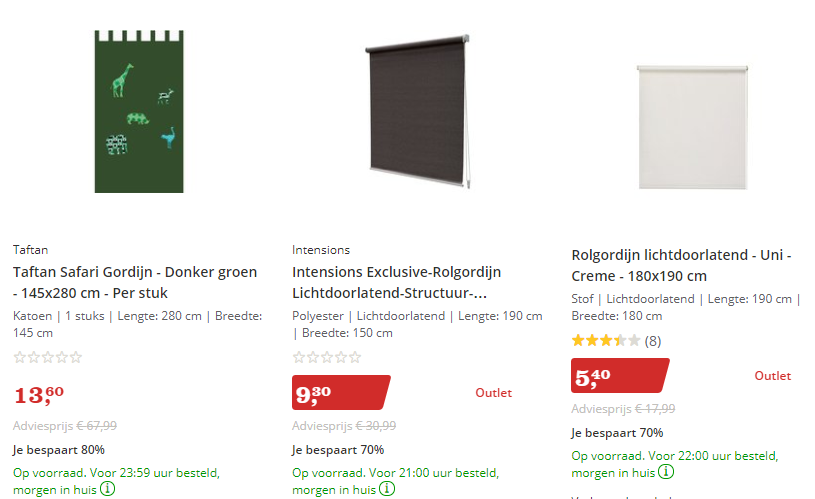 Bol.com Sale 70% korting op rolgordijnen, kant & klaar gordijnen ... Bol.com Sale 70% korting op rolgordijnen, kant & klaar gordijnen ...