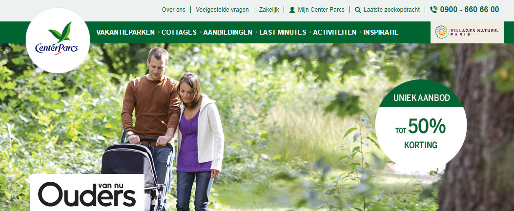 Boek bij Center parcs tot 50% korting