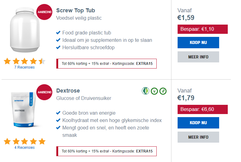 myprotein sale: korting tot 60% + 15% extra korting d.m.v. code