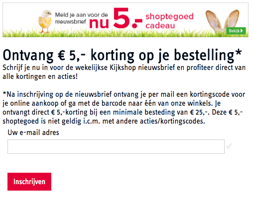 kortingscode kijkshop voor €5 korting op alles