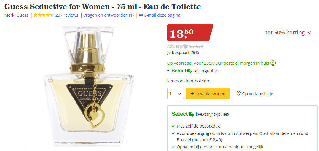 Guess Seductive Eau De Toilette For Women 75 Ml Voor 1350