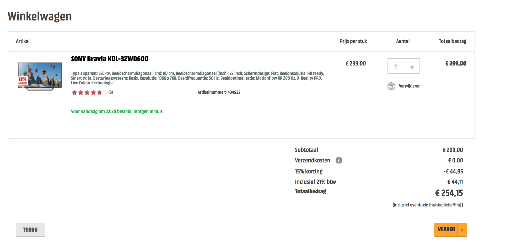 Mediamarkt 15 Korting Op Sony Tv Audio Foto