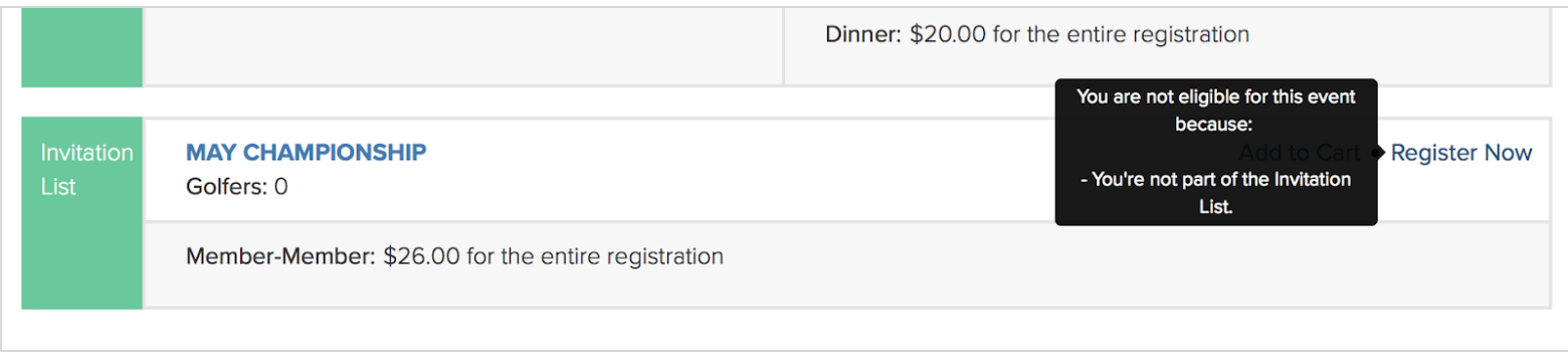 golfgenius invitation lists for event registration