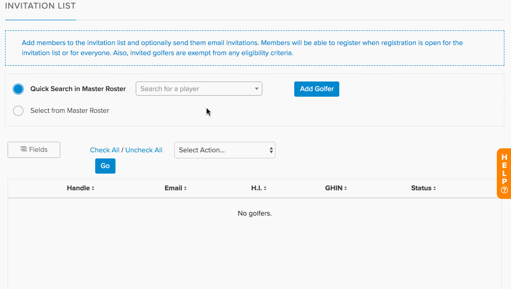 golfgenius invitation lists for event registration