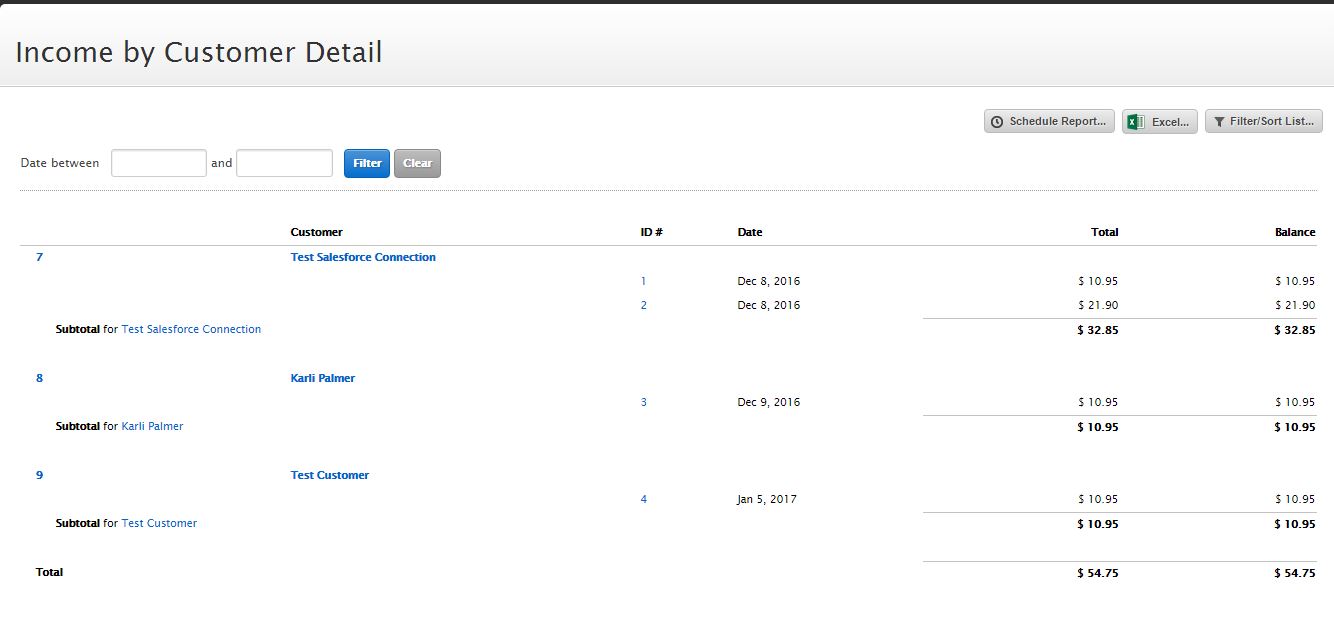 chargeover report overview income by customer detail
