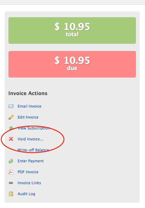 chargeover how can i cancel void an invoice