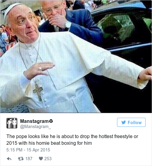 people have turned this photo of the pope into a brilliant rap meme