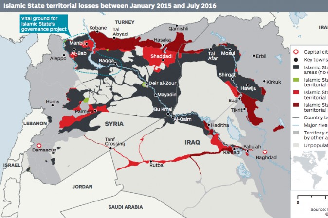 L'Isis ha perso oltre 1/4 del suo territorio in Siria e Iraq