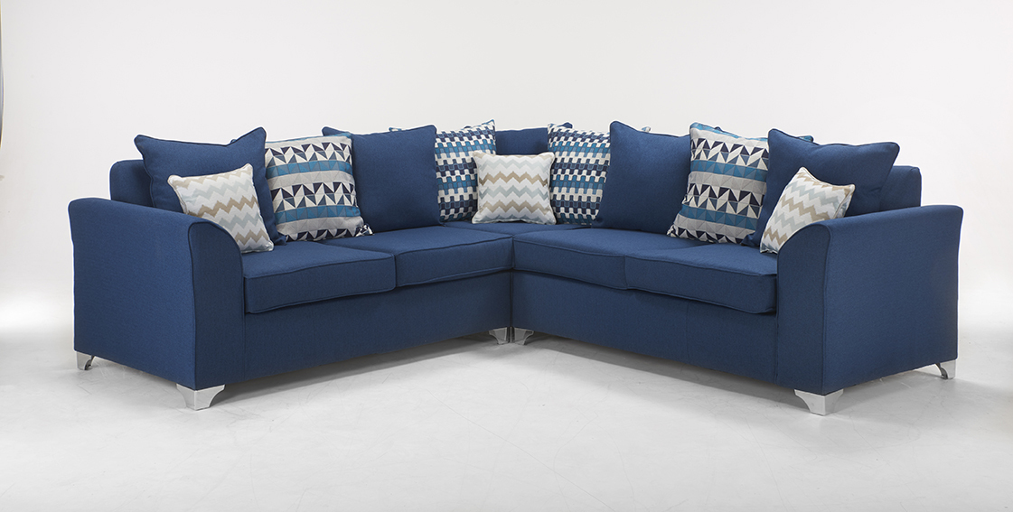 2 CORNER 2 JASPER SOFA IN MARINE BLUE TWEED ID Sofas Midlands Ltd