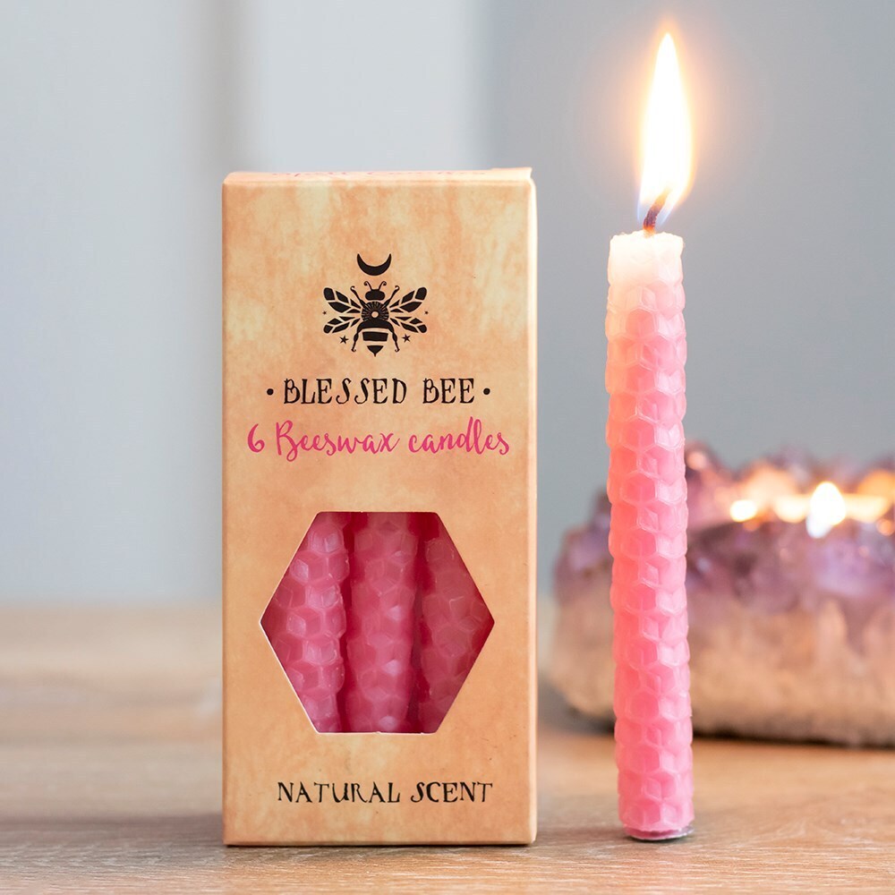 Pink Beeswax Spell Candles (6 Pack) UK