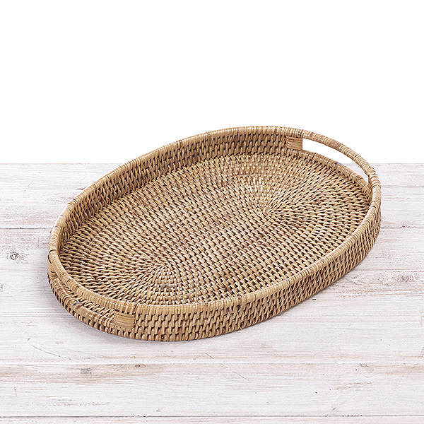 Rattan Oval Tray with Insert Handle URU Home Ratten Baskets