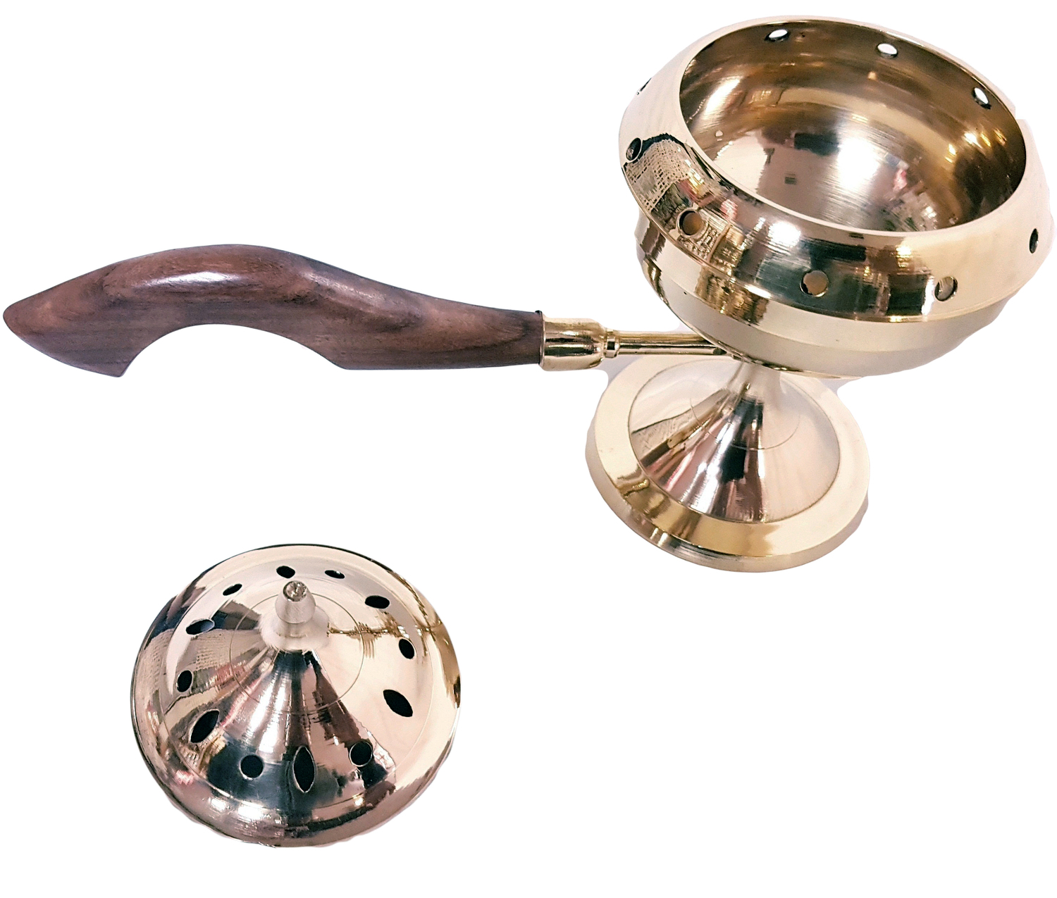 Brass Incense Burner Wooden Handle UK