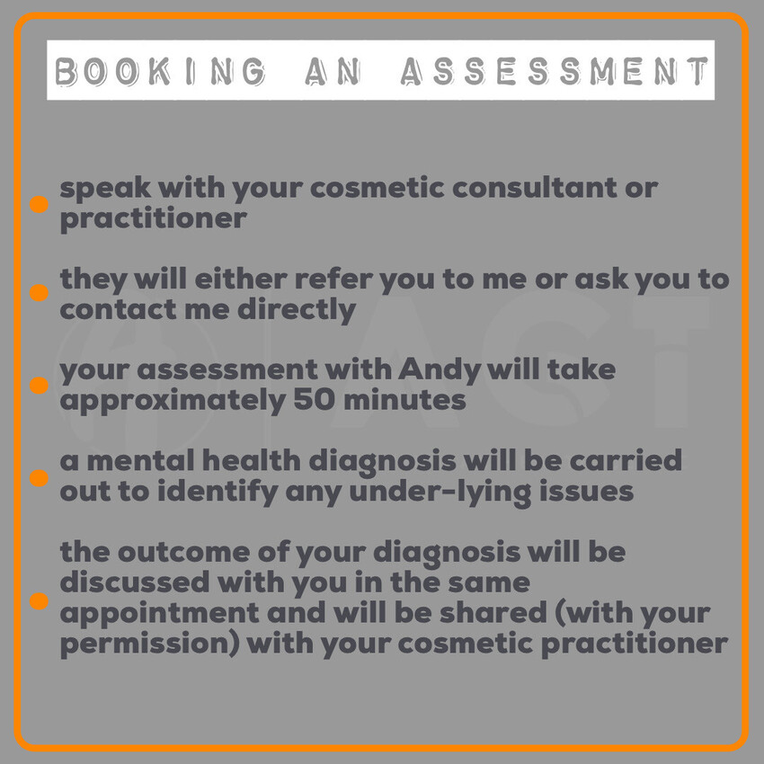 Andy Garland Therapies - Counselling Cardiff - Mental Health Services Cardiff - Cardiff Therapists - pre-assessment for aesthetic and cosmetic procedures