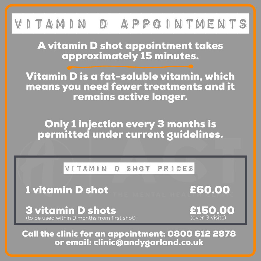 Andy Garland Therapies - Counselling Cardiff - Mental Health Services Cardiff - Cardiff Therapists - vitamin D injections - vitamin D shots