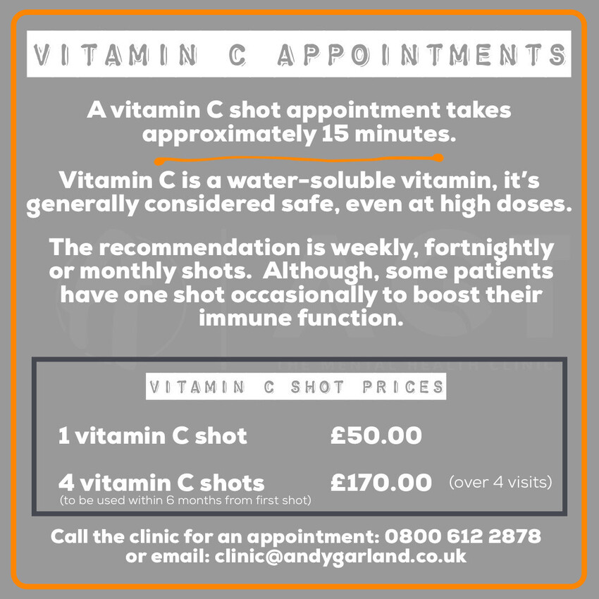 Andy Garland Therapies - Counselling Cardiff - Mental Health Services Cardiff - Cardiff Therapists - vitamin C injections - vitamin C shots