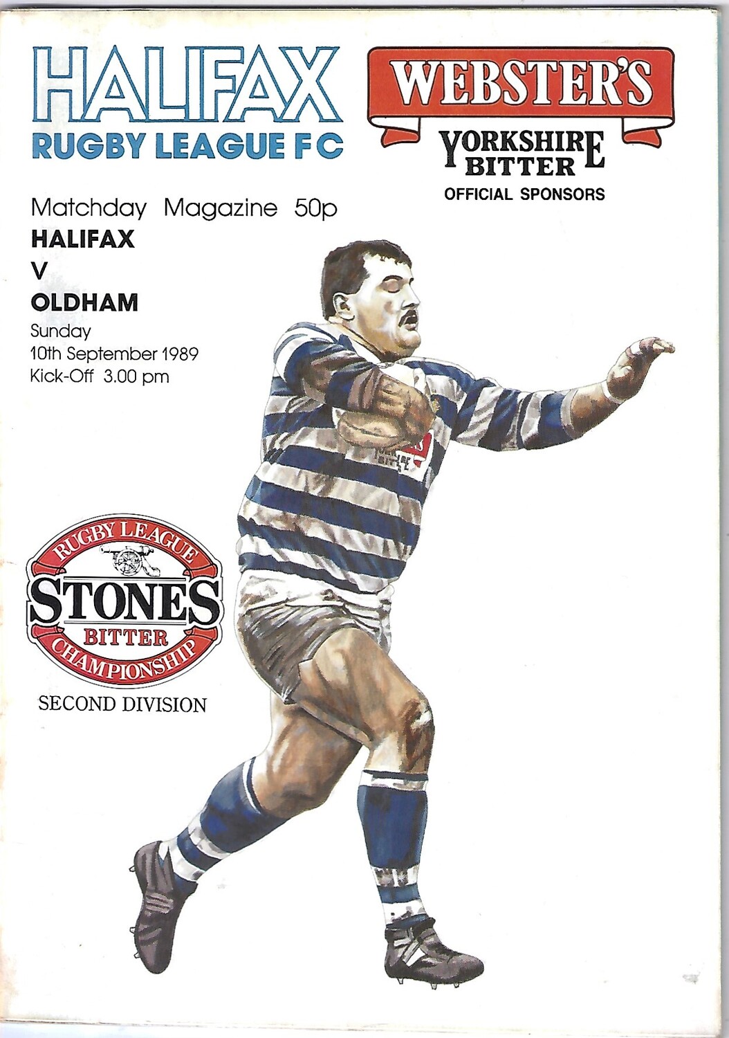 1989/90 Halifax v Oldham Rugby League Programme Bob's Sporting