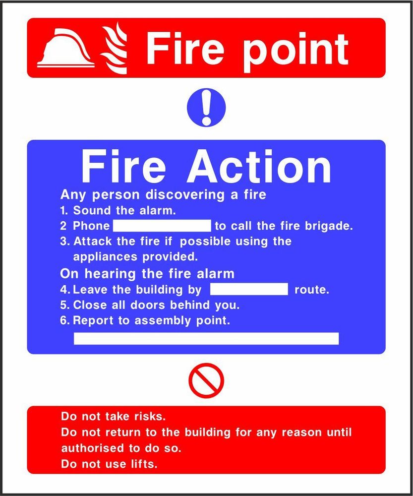 Fire Action Notice with Fire point Westcoast Signs Ltd The Home of