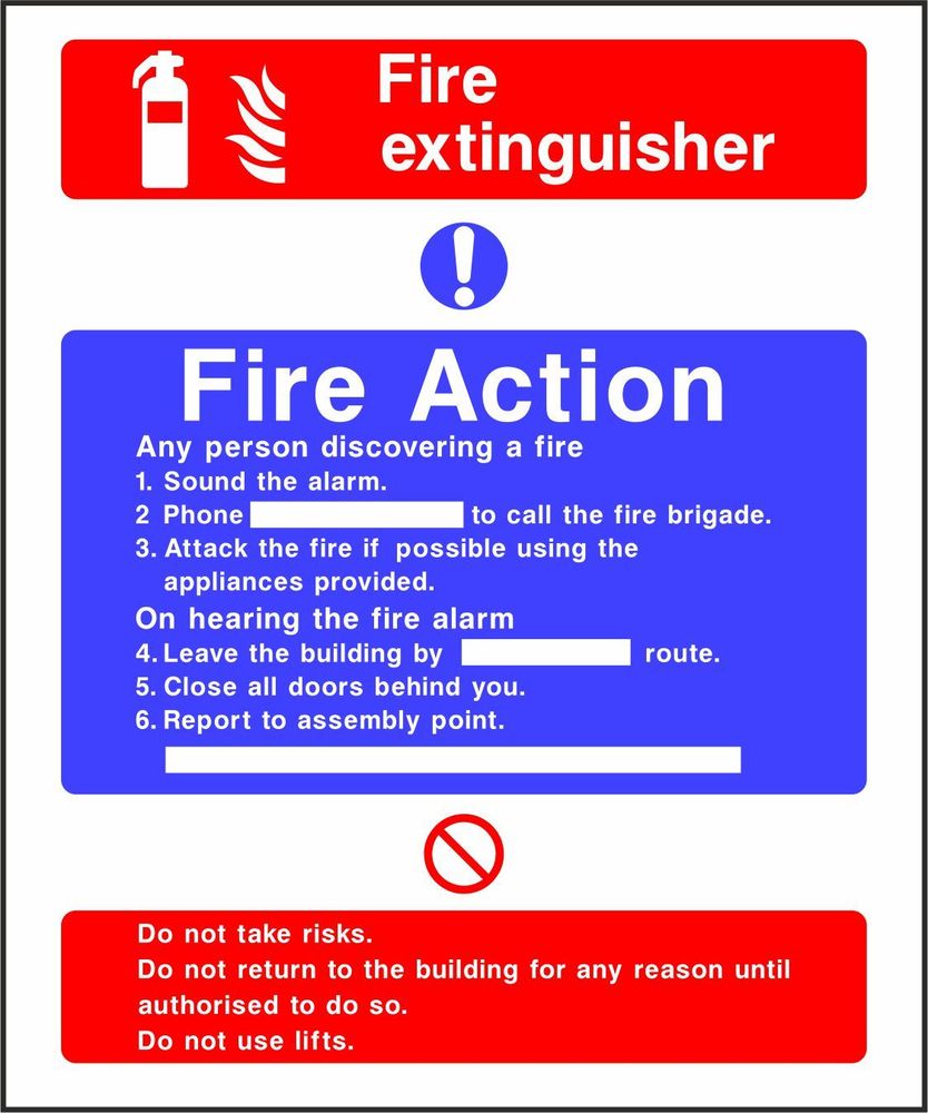 Fire Action Notice with Fire extinguisher Westcoast Signs Ltd The