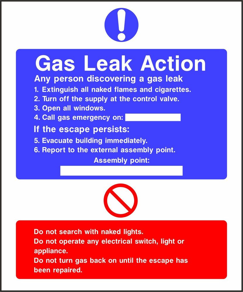Gas Leak Action Notice Westcoast Signs Ltd The Home of PVC Banners