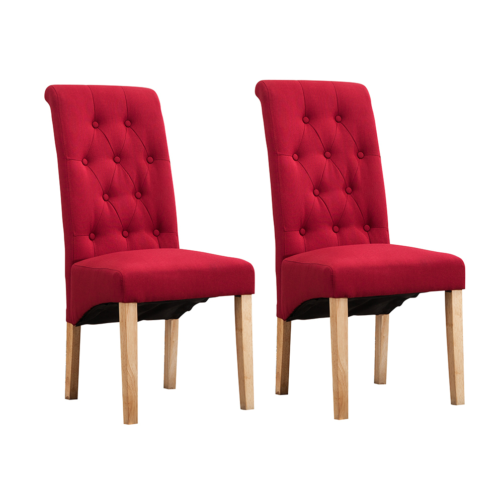 Fey Lined Fabric Dining Chairs Roll Top Scroll High Back (Red) MCC Trading Ltd MCC Direct