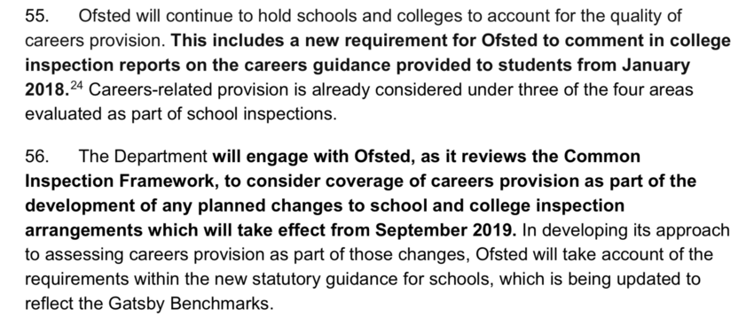 Careers Education Consultant, Ofsted Inspection Careers, Statutory Guidance Careers