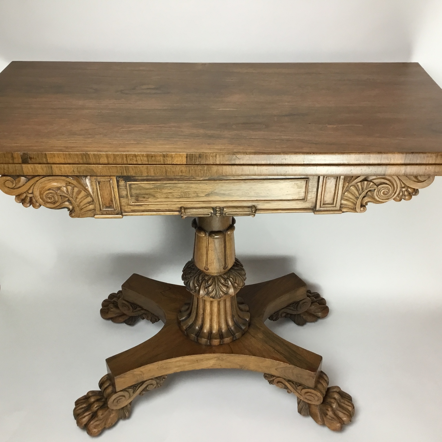 regency lions paw foldover card table circa 1815 the vintage