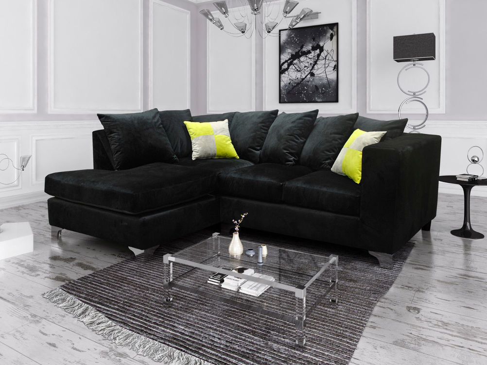 1 CORNER 2 ELLA SOFA IN BLACK FRENCH VELVET ID Sofas Midlands Ltd