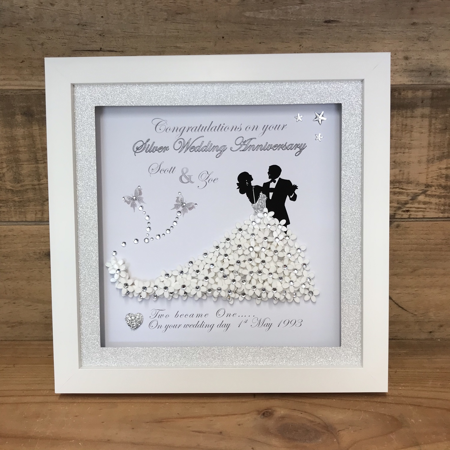 Bride and Groom 3D frame Crafty Monkey Unique Personalised Wedding